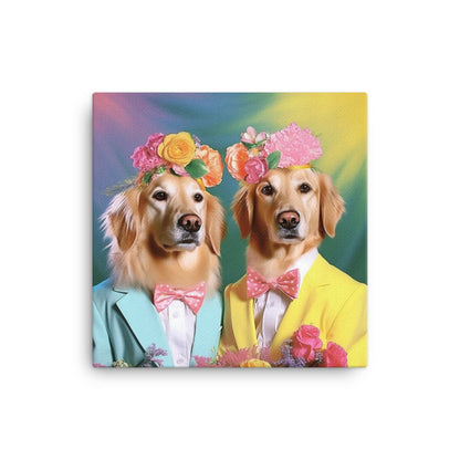 Golden Retrievers 80s Wedding!