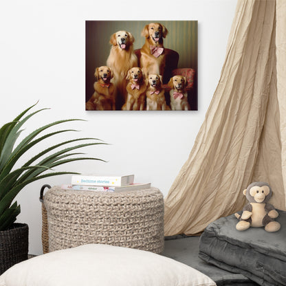 Golden Retriever Vintage Family Photo